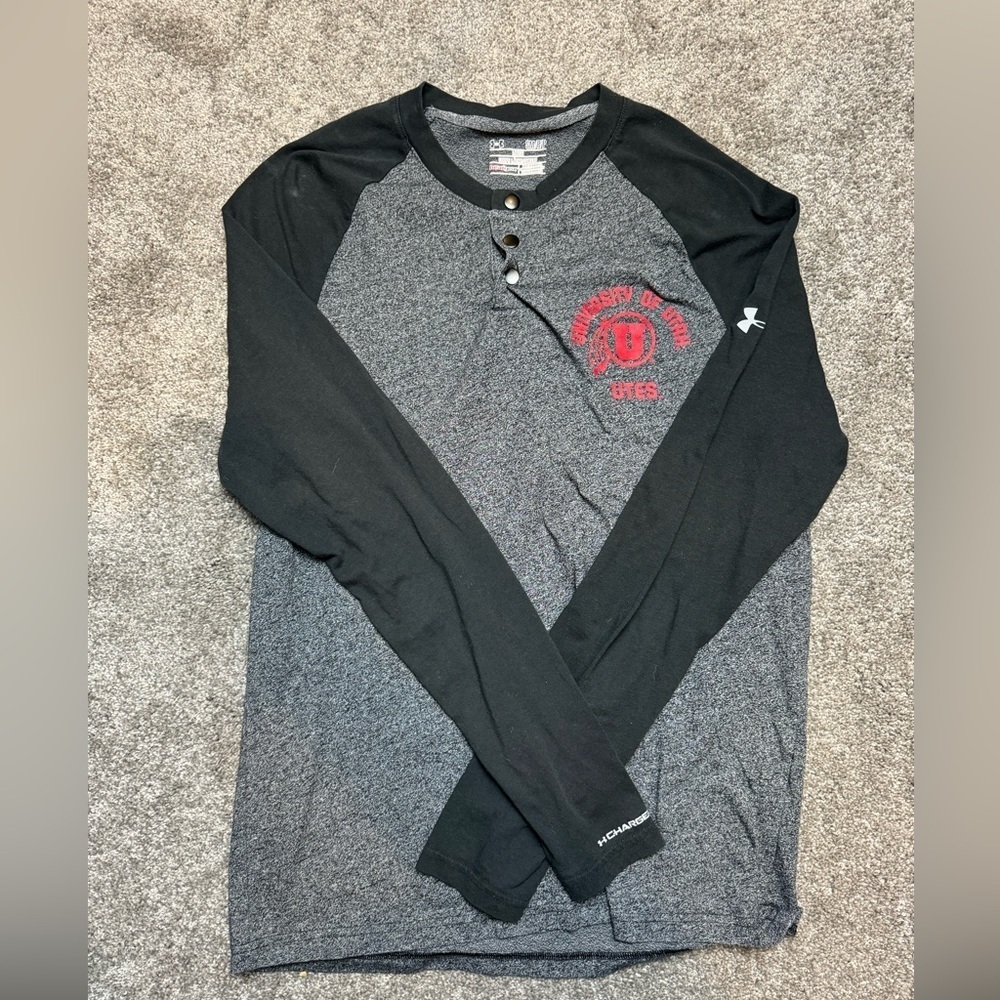 Mens Grey/Black University of Utah Long Sleeve (S)